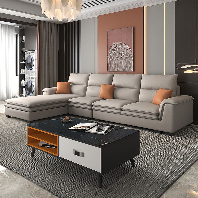 FAUX Cuir Sectional avec chaise coiffure Top Bras 4 places sectionnelle