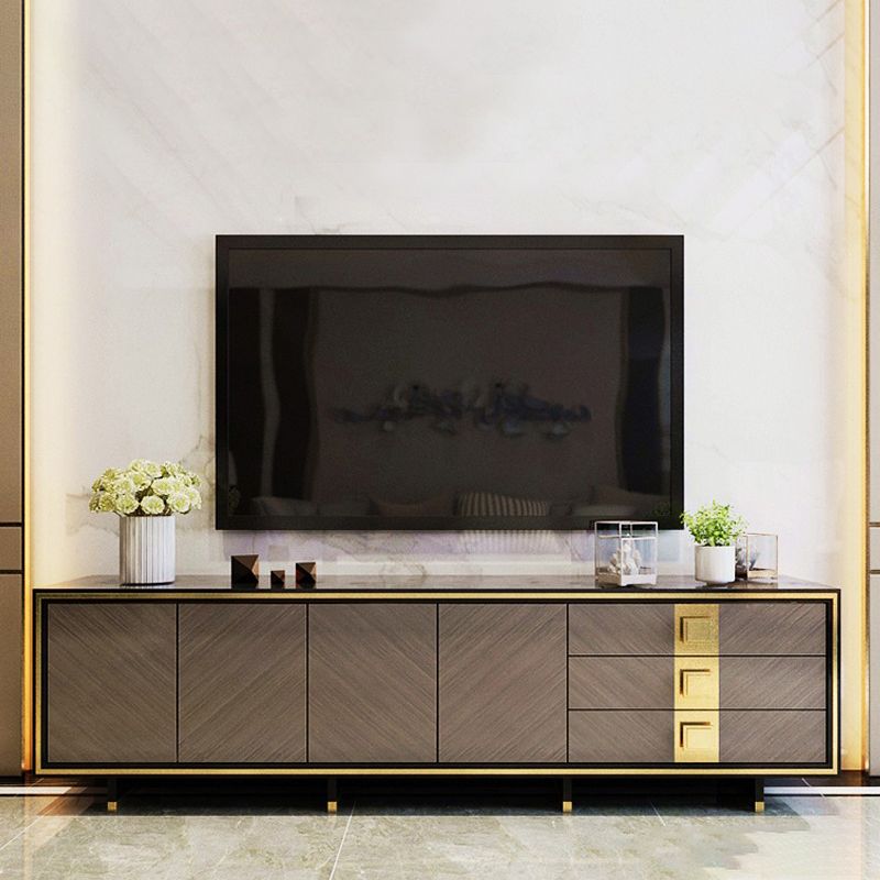 Glam Style Stone TV Stand Enclosed Storage TV Cabinet with 3 Drawers Clearhalo 'furn' 'furn_tv_stands_entertainment_centers' 'Furniture' 'Living Room Furniture' 'TV Stands & Entertainment Centers' 'TV Stands & Media Storage Furniture' 'tv_stands_entertainment_centers' 1200x1200_f7cb6553-a08e-4967-bd65-e53848b3ecde