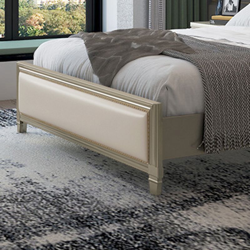 Stepped Glam Bed Frame Beech Standard Bed with Nail Head Trim Clearhalo 'Bedroom Furniture' 'Beds' 'furn' 'furn_beds' 'Furniture' 1200x1200_f7cc7ac9-5339-4307-9eed-c67e118a0150