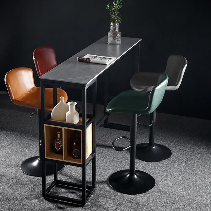 Industrial Bar Table 42-inch Height Stone Top Bistro Table with Storage Shelf Clearhalo 'Bar Furniture' 'Bar Tables' 'bar_tables' 'furn' 'furn_bar_tables' 'Furniture' 'furniture_bar_tables' 'Kitchen & Dining Furniture' 1200x1200_f7ce265b-a8e8-4ed7-8055-883dbe4b3d97