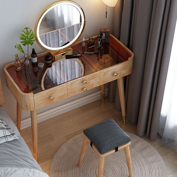 Modern Drawers Dressing Table Solid Wood Dresser Mirrored Vanity Set Clearhalo 'Bedroom Furniture' 'furn' 'furn_makeup_vanities' 'Furniture' 'Makeup Vanities' 'makeup_vanities' 1200x1200_f7cf3c49-a849-4436-9592-8f8c390972bd