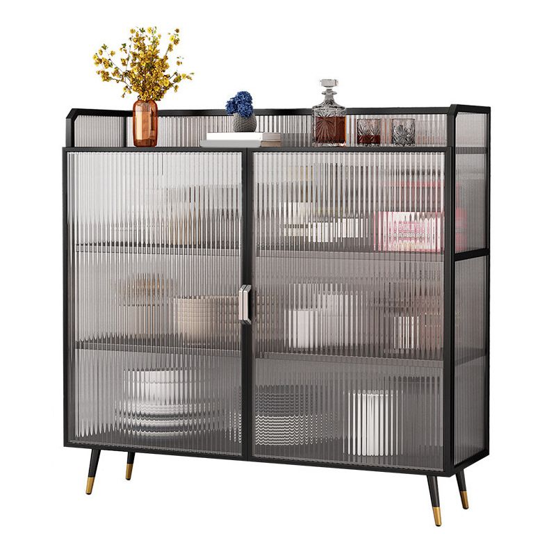 Glam Metal Curio Curio Porte di vetro Visualizza mobile per soggiorno per soggiorno