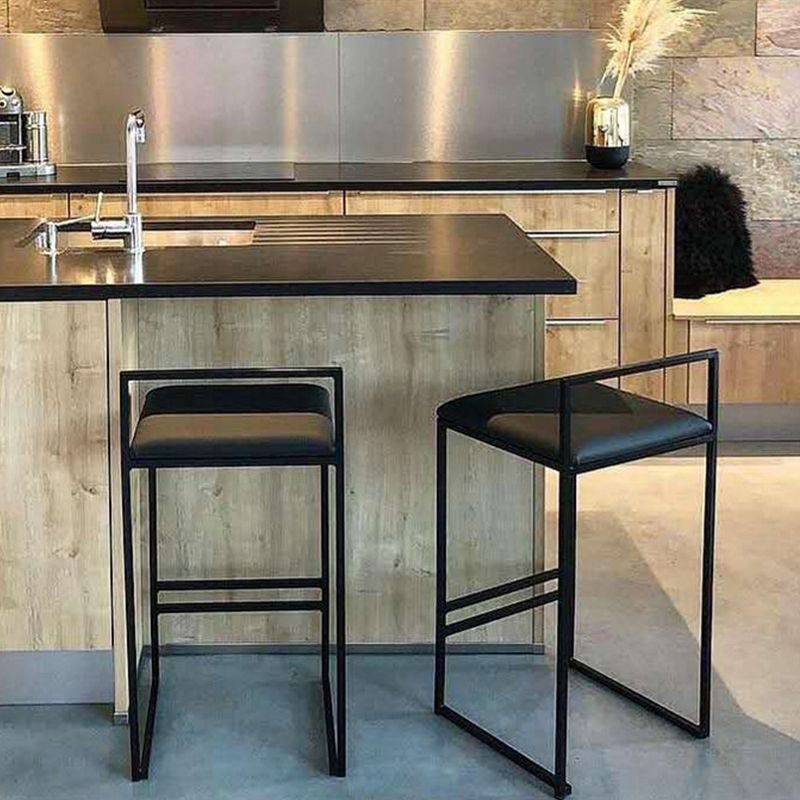 Industrial Low Back Stool Rectangle Upholstered Bar Stools for Living Room Clearhalo 'Bar Furniture' 'Bar Stools' 'bar_stools' 'furn' 'furn_bar_stools' 'Furniture' 'Kitchen & Dining Furniture' 1200x1200_f7d26fca-282a-4c9b-9ff3-9604d062491c