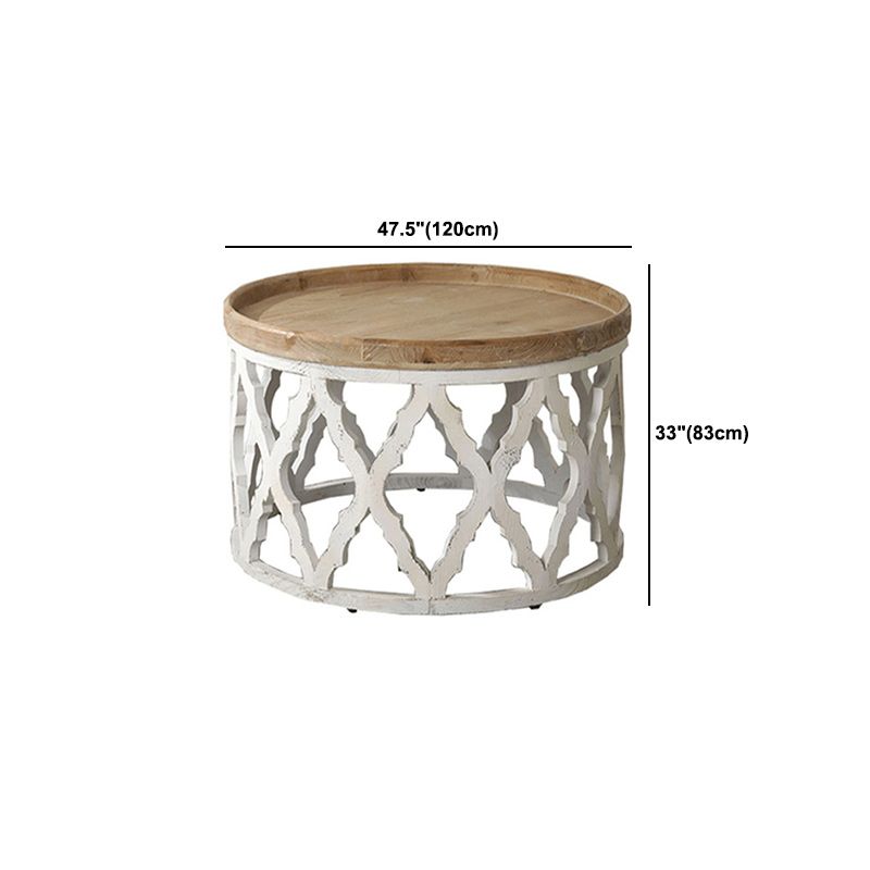 Drum Shaped Coffee Table French Country Distressed Wood Cocktail Table Clearhalo 'Coffee & Accent Tables' 'Coffee Tables' 'coffee_tables' 'furn' 'furn_coffee_tables' 'Furniture' 'Living Room Furniture' 1200x1200_f7d419eb-b0f7-428e-9aea-de5ade67ebe2