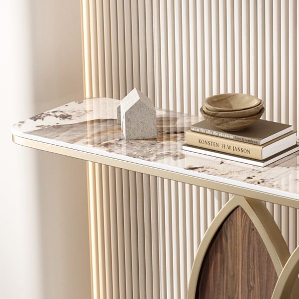 Glam Half Moon Console Accent Table Antieke afwerking Console Sofa Tabel