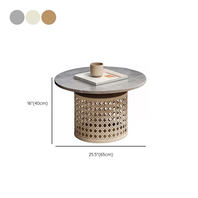 Eigentijdse ronde cocktailtafel met leistenen frame koffiecocktailtafel