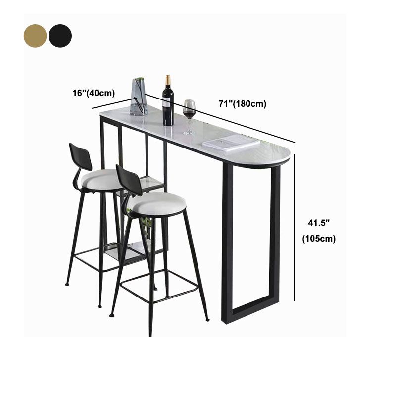 Contemporary Style Bar Table Bar Faux Marble Bar Desk with Sled Base Clearhalo 'Bar Furniture' 'Bar Tables' 'bar_tables' 'furn' 'furn_bar_tables' 'Furniture' 'Kitchen & Dining Furniture' 1200x1200_f7d57b9a-4603-4f7d-8b8c-681a59c291e4