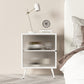 Tavolo da notte in vetro e metallo moderno comodino aperto minimalista con gambe
