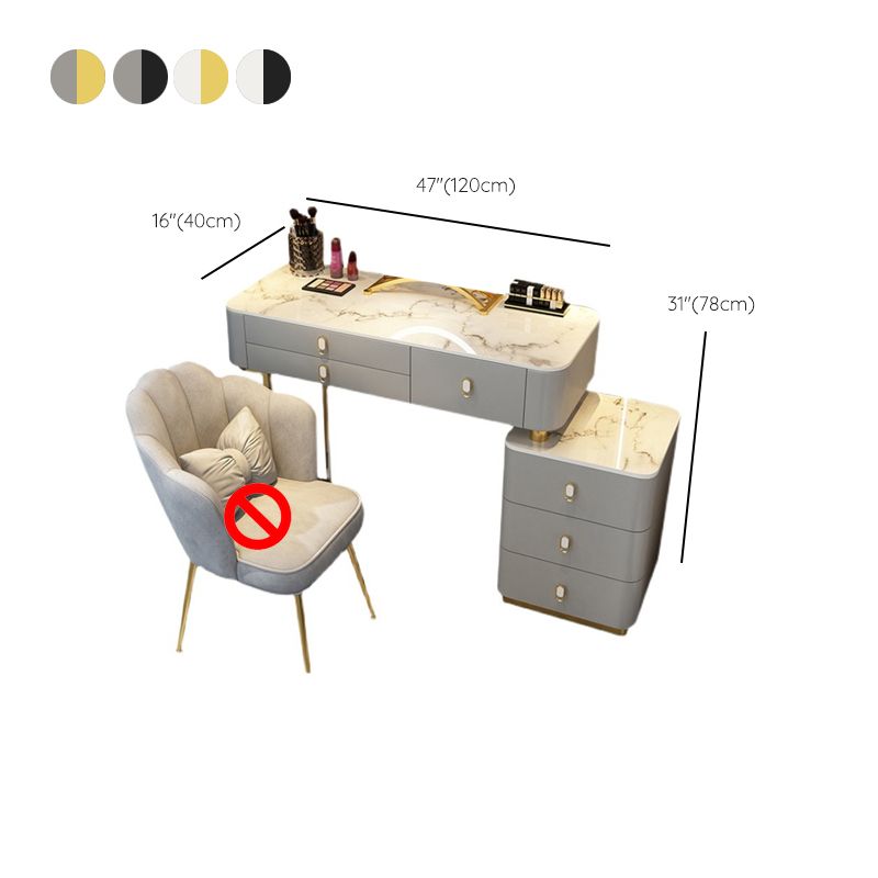 Glam Bedroom Vanity Dressing Table Stone Makeup Vanity Desk with Drawer