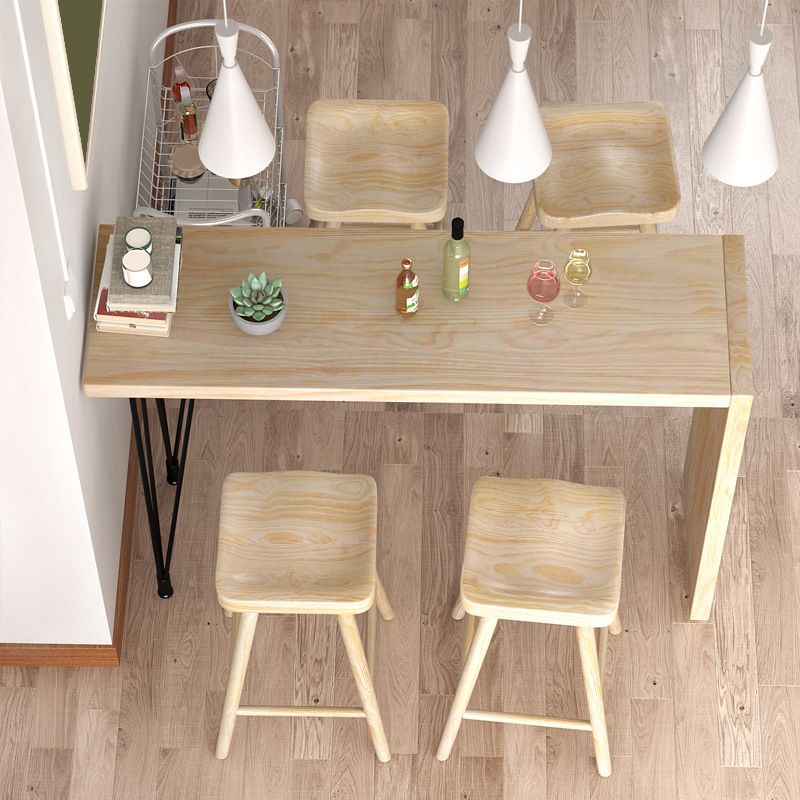 Juego de mesa de pub rectangular industrial, mesa de mostrador de madera de 1/5 piezas con taburetes sin respaldo