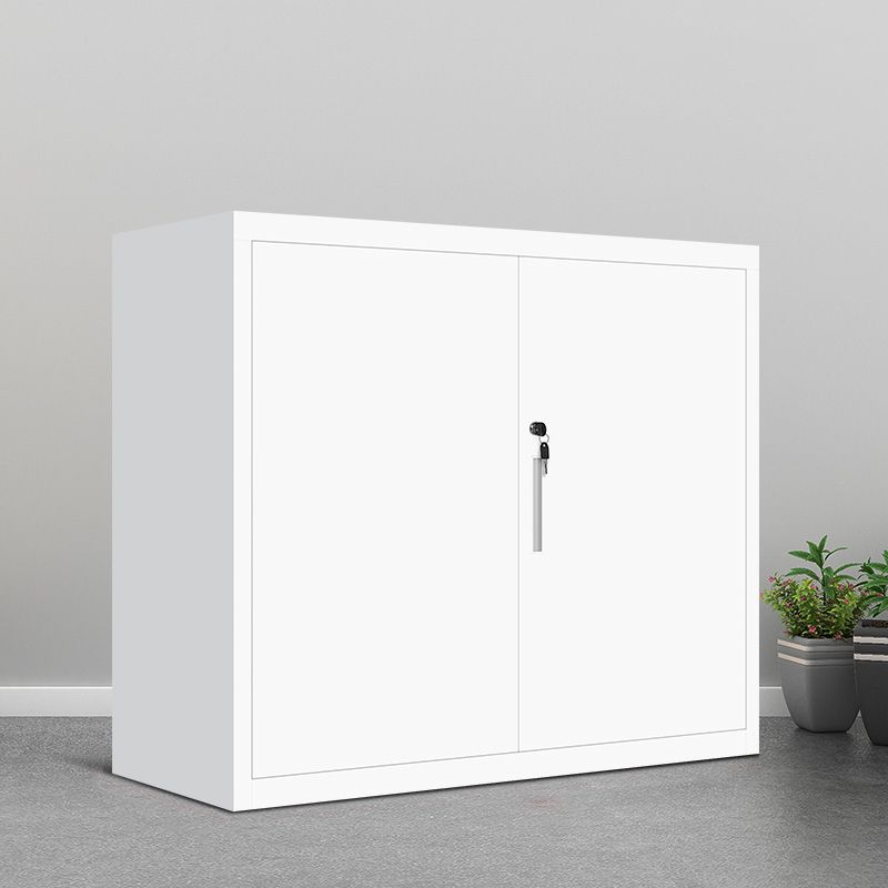 Zeitgenössischer Aktenschrank Stahlrahmenschlüssel Schloss weißer lateraler Aktenschrank für Büro