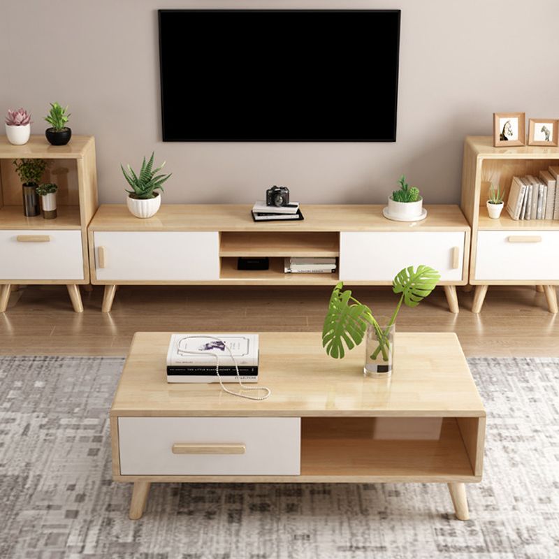 Scandinavian Wood TV Stand Console Open Shelving TV Media Stand for Living Room Clearhalo 'furn' 'furn_tv_stands_entertainment_centers' 'Furniture' 'Living Room Furniture' 'TV Stands & Entertainment Centers' 'TV Stands & Media Storage Furniture' 'tv_stands_entertainment_centers' 1200x1200_f7d9e800-ac2a-4135-99b0-9a64fe50d72c