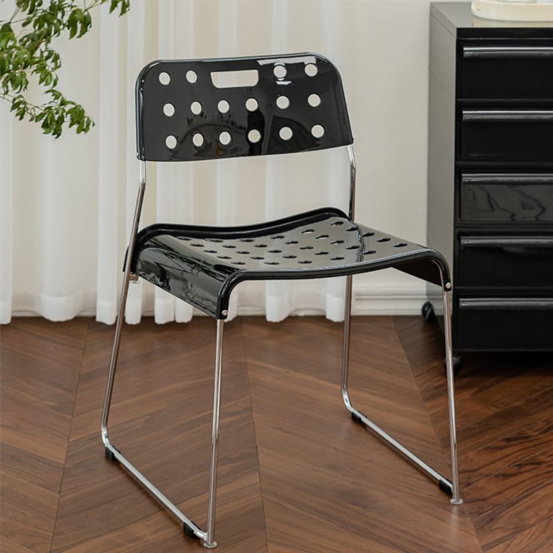 Industrial Armless Kitchen Chair Plastic Open Back Side Dining Chair with Metal Base Clearhalo 'Dining Chairs' 'Dining Tables & Seating' 'dining_chair' 'furn' 'furn_dining_chair' 'Furniture' 'Kitchen & Dining Furniture' 1200x1200_f7daaa93-a541-43f6-8069-8d677a8bf327