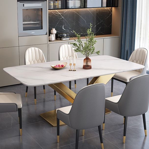 Sintered Stone White Dining Table Simplicity Pedestal Table for Dining Room Clearhalo ' dining_table' 'Dining Tables & Seating' 'Dining Tables' 'furn' 'furn_dining_table' 'Furniture' 'furniture_dining_table' 'Kitchen & Dining Furniture' 'kitchen&dining_furn' 'kitchen' 'kitchen_dining_table' 1200x1200_f7db3fee-878a-47e0-ad77-126e7747a018
