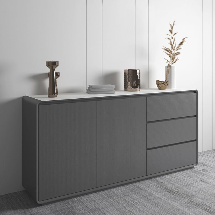 3-Drawer Engineered Wood Sideboard Modern Credenza with Stone Countertop for Living Room Clearhalo 'buffet_sideboard' 'Buffets & Sideboards' 'furn' 'furn_buffet_sideboard' 'Furniture' 'furniture_buffet_sideboard' 'Kitchen & Dining Furniture' 1200x1200_f7dd3265-406d-4d7b-8f59-fd7de07b74a0