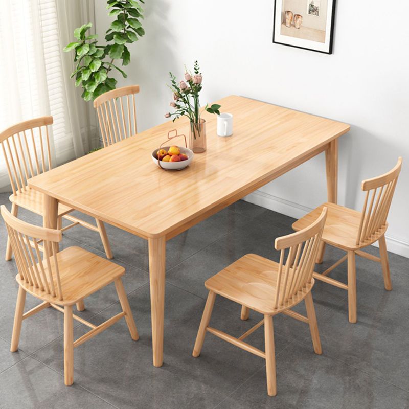 Modern Rectangular Natural Rubberwood Dining Table with 4 Legs Clearhalo 'Dining Tables & Seating' 'Dining Tables' 'dining_table' 'furn' 'furn_dining_table' 'Furniture' 'Kitchen & Dining Furniture' 1200x1200_f7de2fa9-7d03-448b-ab0d-844c78922f49