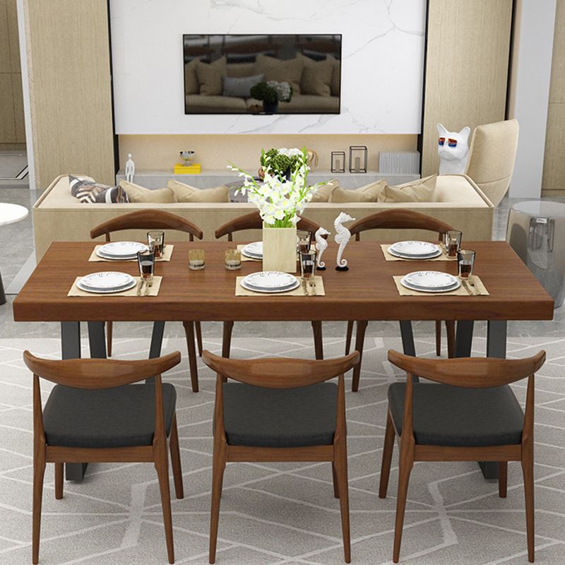 Metal Industrial Rectangle Dining Table Solid Wood Table for Kitchen and Dining Room Clearhalo ' dining_table' 'Dining Tables & Seating' 'Dining Tables' 'furn' 'furn_dining_table' 'Furniture' 'furniture_dining_table' 'Kitchen & Dining Furniture' 'kitchen&dining_furn' 'kitchen' 'kitchen_dining_table' 1200x1200_f7e1ab29-4d79-4369-848b-baa8b39c409c