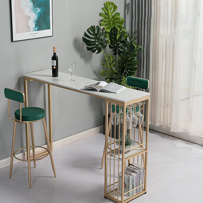 Rectangle Counter Wine Table Faux Marble Counter Height Dining Table