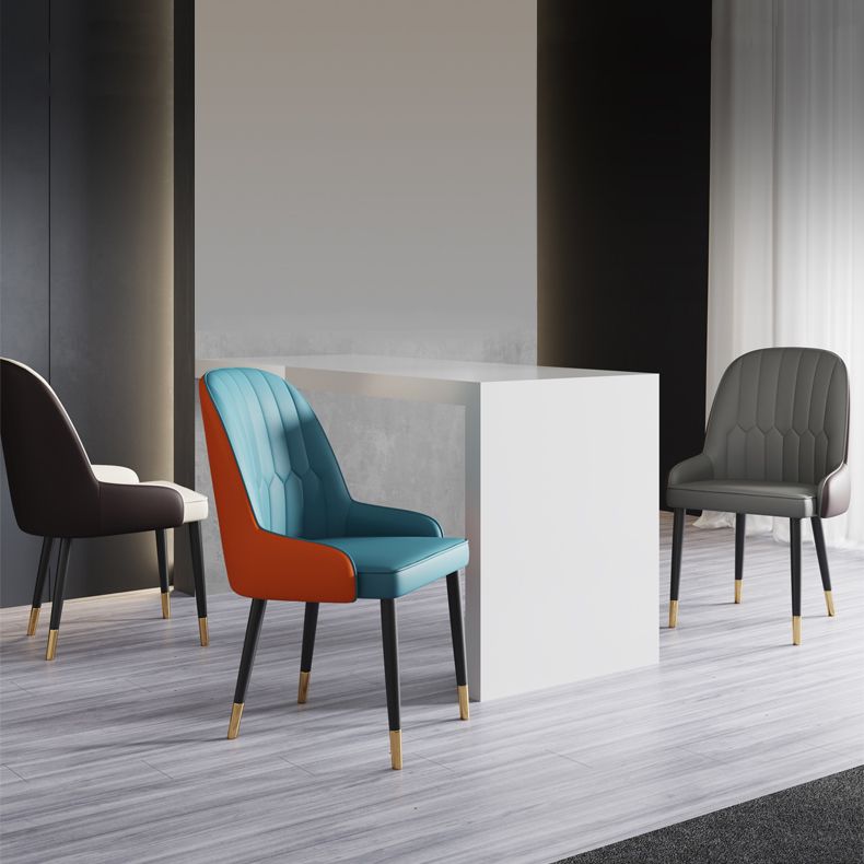 Glam Metal Dining Room Chairs Upholstered Side PU Leather Armchairs for Restaurant Clearhalo ' kitchen&dining_furn' 'Dining Chairs' 'Dining Tables & Seating' 'dining_chair' 'furn' 'furn_dining_chair' 'Furniture' 'furniture_dining_chair' 'Kitchen & Dining Furniture' 'kitchen' 1200x1200_f7e2717e-ebb7-4102-bc91-74c5735a89ae