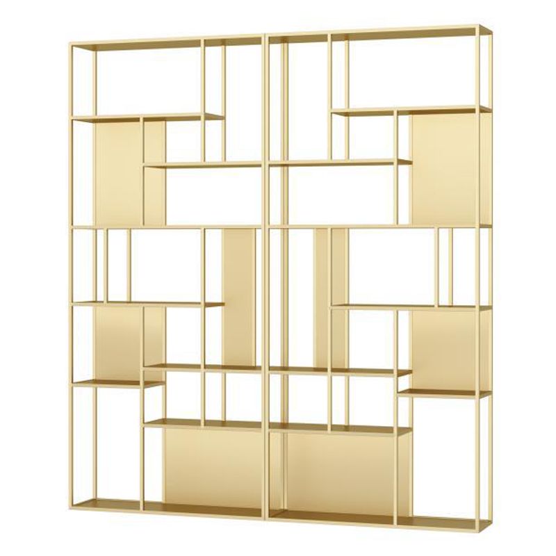 Home Office Etagere Bookcase Modern Metal Bookshelf with Rectangle Shelves