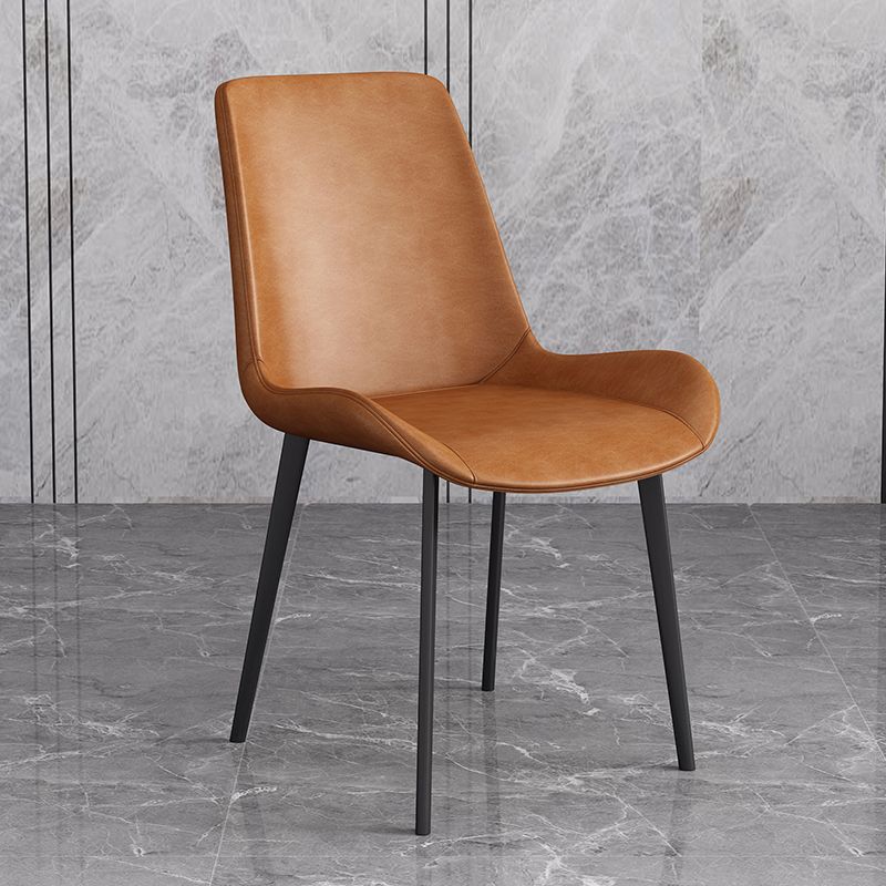 Leather Scandinavian Restaurant Side Chair Parsons Dining Chair with Metal Legs Clearhalo ' kitchen&dining_furn' 'Dining Chairs' 'Dining Tables & Seating' 'dining_chair' 'furn' 'furn_dining_chair' 'Furniture' 'furniture_dining_chair' 'Kitchen & Dining Furniture' 'kitchen' 1200x1200_f7e33bce-ce14-4ca8-92ef-a89e3ca5140d