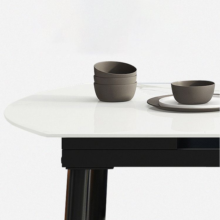 Sintered Stone Top Extendable Round Table for Restaurant Modern Dining Table in White with 4 Legs Clearhalo ' dining_table' 'Dining Tables & Seating' 'Dining Tables' 'furn' 'furn_dining_table' 'Furniture' 'furniture_dining_table' 'Kitchen & Dining Furniture' 'kitchen&dining_furn' 'kitchen' 'kitchen_dining_table' 1200x1200_f7e40d0b-08e9-4327-b8eb-ca55c8a9a884