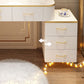 Wooden Makeup Vanity Desk Lighted Mirror Dressing Table Stool Set with Drawer