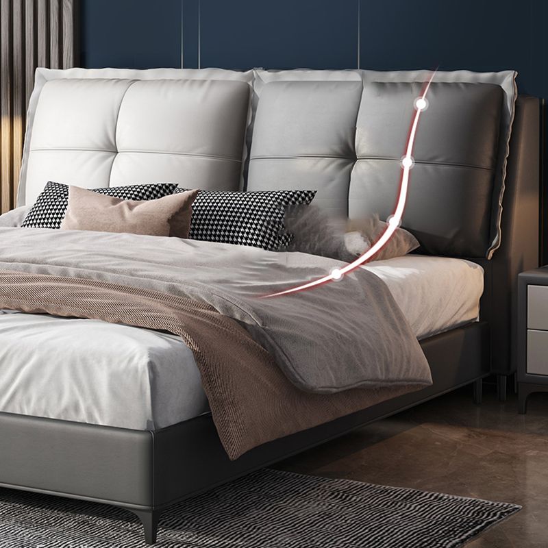 Lit de couleur de couleur unie au milieu du siècle moderne en bois massif en bois massif standard avec tête de lit