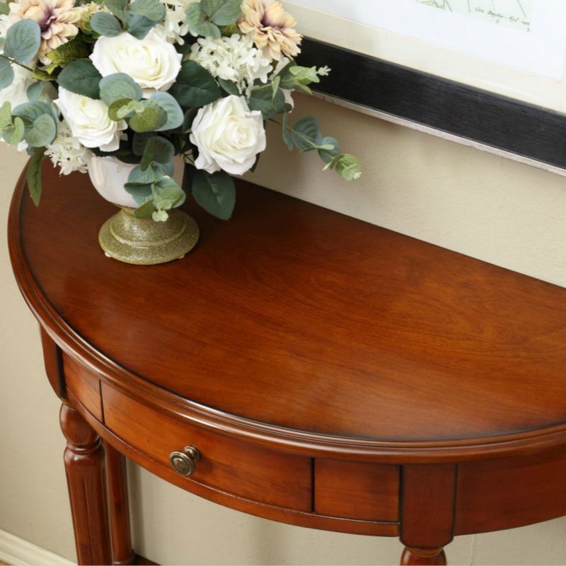 Tavolo da console di legno vittoriano Half Moon Console Table per Hall