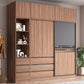 Contemporary Freestanding Wardrobe Armoire Brown Wood Wardrobe with Drawers