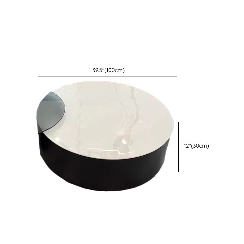 Round Nesting Coffee Table Pedestal Stone Cocktail Table with Drawer Clearhalo 'Coffee & Accent Tables' 'Coffee Tables' 'coffee_tables' 'furn' 'furn_coffee_tables' 'Furniture' 'Living Room Furniture' 1200x1200_f7e62c73-7f5e-48d7-914b-41dbc8ef72b2