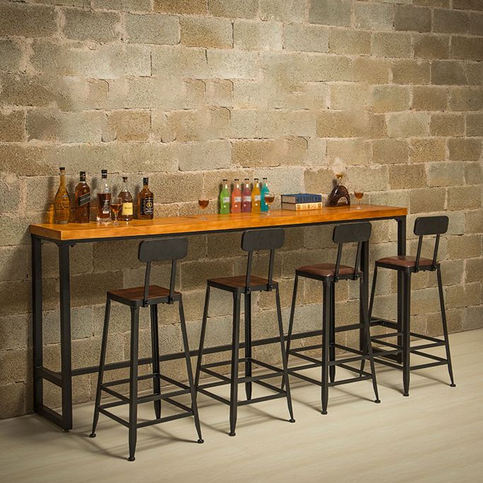 Industrial Solid Wood Bar Table Rectangle Dining Table for Kitchen Living Room Clearhalo 'Bar Furniture' 'Bar Tables' 'bar_tables' 'furn' 'furn_bar_tables' 'Furniture' 'Kitchen & Dining Furniture' 1200x1200_f7e67c74-6965-456a-80d4-e98818a16968