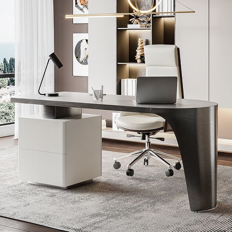 Bureau d'écriture en pierre industrielle 2 tiroirs 29,53 "haut bureau de bureau