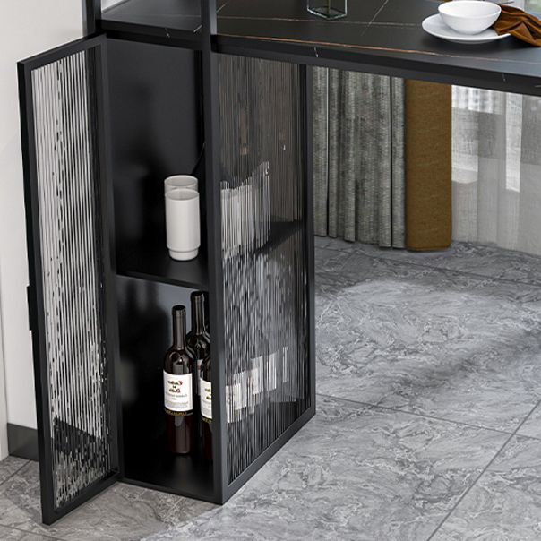 Modern Iron Bar Dining Table Stone Top Rectangle Indoor Bistro Table with Wine Rack Clearhalo 'Bar Furniture' 'Bar Tables' 'bar_tables' 'furn' 'furn_bar_tables' 'Furniture' 'furniture_bar_tables' 'Kitchen & Dining Furniture' 1200x1200_f7e7cb10-018f-462b-bc46-503ef525630d
