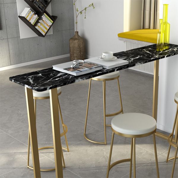 Glam Rectangle Bar Table Faux Marble Trestle Base Bistro Bar Desk Clearhalo 'Bar Furniture' 'Bar Tables' 'bar_tables' 'furn' 'furn_bar_tables' 'Furniture' 'Kitchen & Dining Furniture' 1200x1200_f7eb0d46-6628-4df5-8081-da0b8da1b787