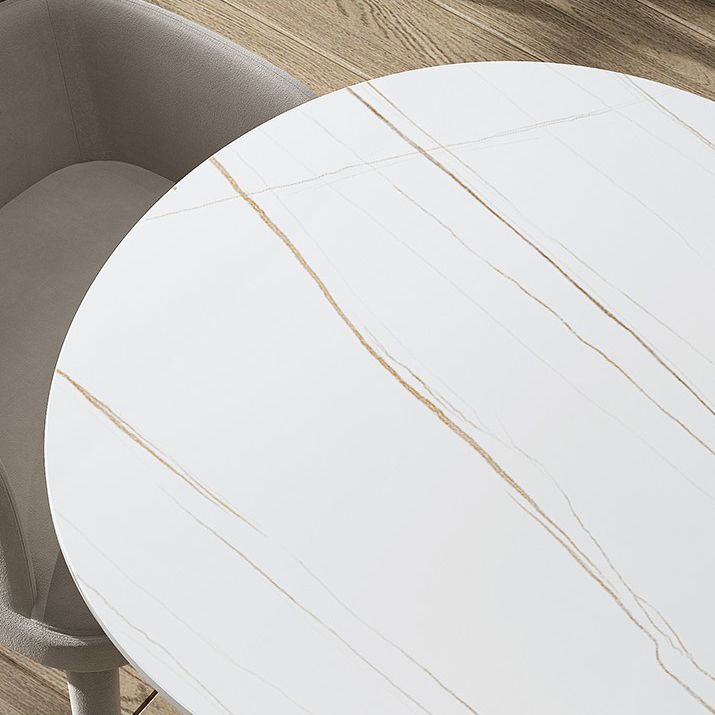 Modern Stone Top Oval Dinette Table Wood Tripod Base Dining Table in White Clearhalo 'Dining Tables & Seating' 'Dining Tables' 'dining_table' 'furn' 'furn_dining_table' 'Furniture' 'furniture_dining_table' 'Kitchen & Dining Furniture' 'kitchen' 'kitchen_dining_table' 1200x1200_f7ec8b76-d564-4483-a959-8900fb4ce255