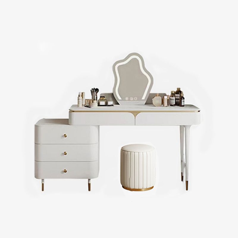 Tavolo da toeletta bianco in piedi set di vanità con tavolo da trucco e sgabello