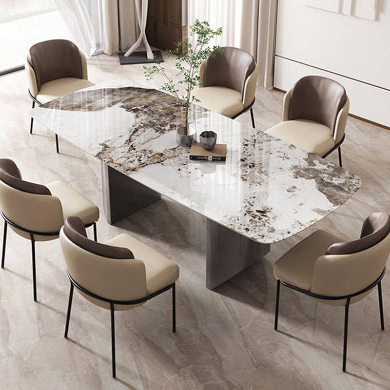 Luxury Sintered Stone Top Table Rectangle Table with Grey Double Pedestal Clearhalo ' dining_table' 'Dining Tables & Seating' 'Dining Tables' 'furn' 'furn_dining_table' 'Furniture' 'furniture_dining_table' 'Kitchen & Dining Furniture' 'kitchen&dining_furn' 'kitchen' 'kitchen_dining_table' 1200x1200_f7ee45f8-98c8-47b5-bb39-5eb762a8ab4e