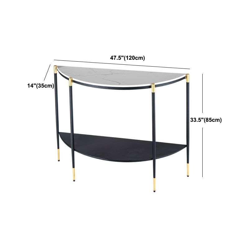 Tavolino console in marmo glam mezza luna 4 gambe accento tavolo per hall