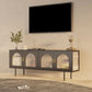 Support TV industriel 4 portes, console TV en métal et verre
