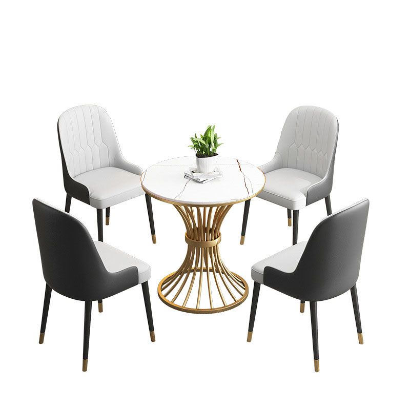 Glam Style 1/3/4/5 Pieces Dining Set Round Sintered Stone Dining Table Set Clearhalo 'Dining Room Sets' 'Dining Tables & Seating' 'dining_room_set' 'furn' 'furn_dining_room_set' 'Furniture' 'furniture_dining_room_set' 'Kitchen & Dining Furniture' 'kitchen&dining_furn' 'kitchen' 1200x1200_f7efa965-e1e7-431a-9bd3-438ad8a67cf2