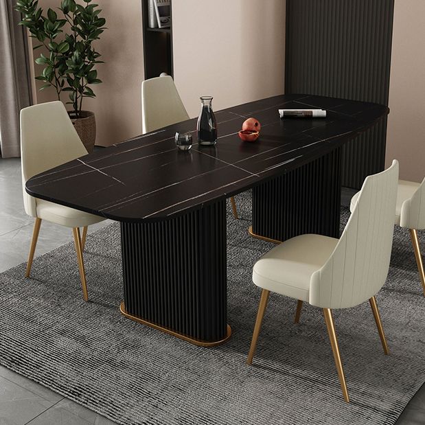 Metal Modern Rectangle Dining Table Sintered Stone Table for Kitchen and Dining Room Clearhalo ' dining_table' 'Dining Tables & Seating' 'Dining Tables' 'furn' 'furn_dining_table' 'Furniture' 'furniture_dining_table' 'Kitchen & Dining Furniture' 'kitchen&dining_furn' 'kitchen' 'kitchen_dining_table' 1200x1200_f7efb5f9-2d6e-4985-a613-a9803cb8ab79