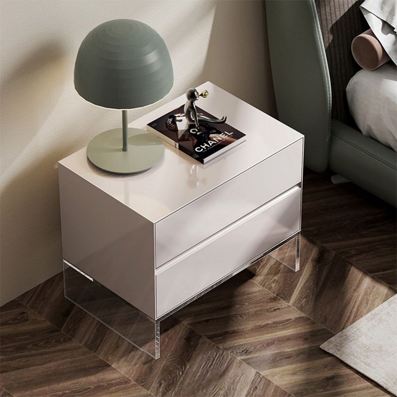 Contemporary Wood Nightstand 20-inch Tall 2-Drawer Night Table with Acrylic Base Clearhalo 'Bedroom Furniture' 'furn' 'furn_night_stand' 'Furniture' 'night_stand' 'Nightstands' 1200x1200_f7efc996-4285-42e8-841d-db7905c93c17