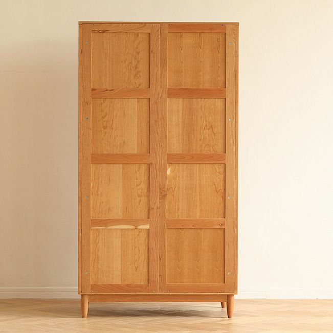 Modern Solid Wood Wardrobe Cabinet 2 Sliding Doors Sliding with Drawer Clearhalo 'Armoires & Wardrobes' 'armoires_wardrobes' 'Bedroom Furniture' 'furn' 'furn_armoires_wardrobes' 'Furniture' 1200x1200_f7f1b714-773c-43ff-a401-1652e9a27d3e