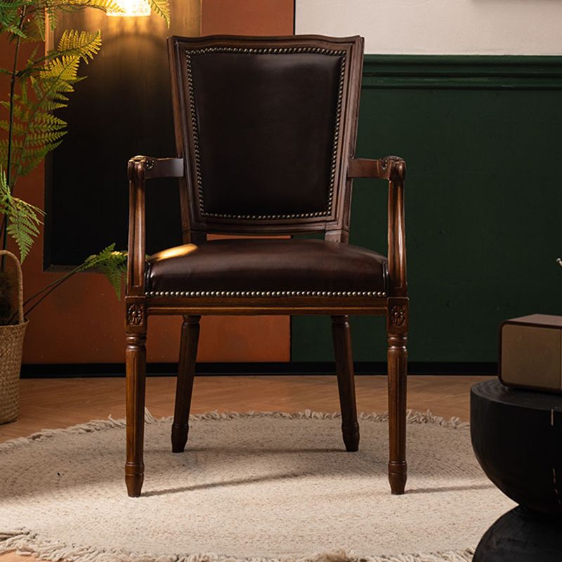 Rustic Style Open Back Brown Solid Wood Home Dining Side Chair Clearhalo 'Dining Chairs' 'Dining Tables & Seating' 'dining_chair' 'furn' 'furn_dining_chair' 'Furniture' 'Kitchen & Dining Furniture' 1200x1200_f7f1c9e9-ffe3-4b0e-b03f-1add313577c4