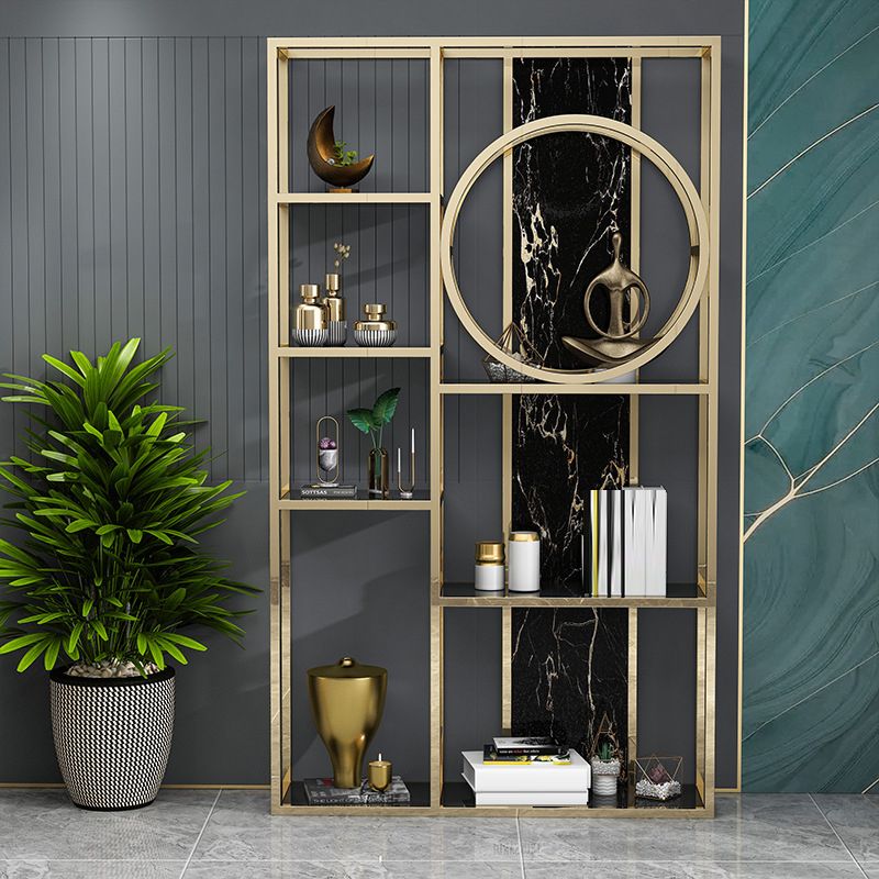Glam Antique Finish Bookcase Metal Etagere Bookshelf with Shelves Clearhalo 'Bookcases' 'furn' 'furn_bookcases' 'Furniture' 'Office Furniture' 1200x1200_f7f2260a-5161-4651-ba74-2e6e044fe8a5