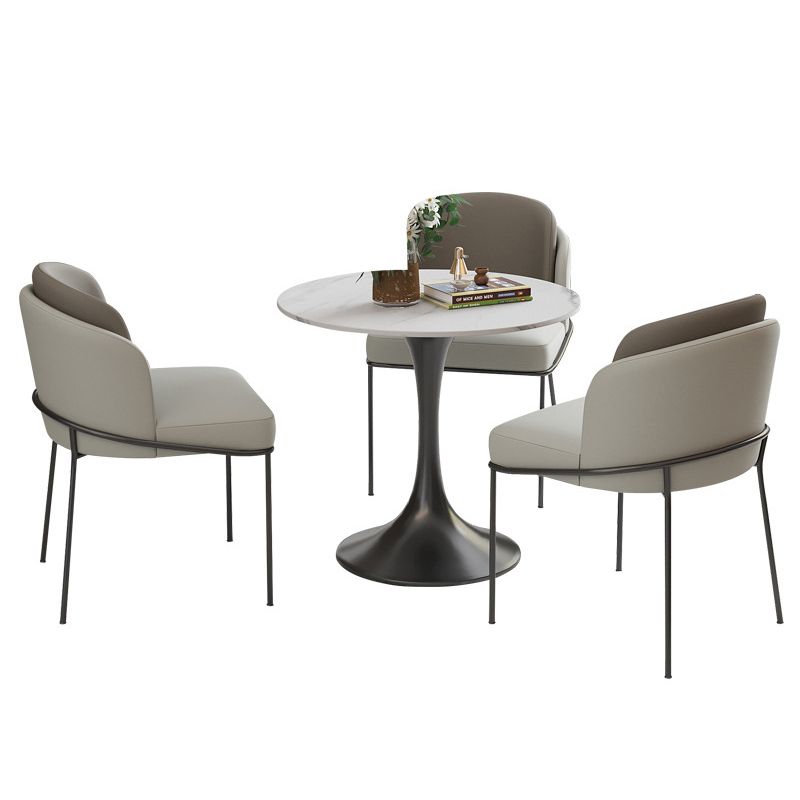 Modern Round Dining Table Set 1/2/3/4/5 Pcs Sintered Stone Dining Table and Chairs