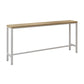Mesa rectangular con altura de barra, patas blancas y mesa de bar con base de metal para uso en patio