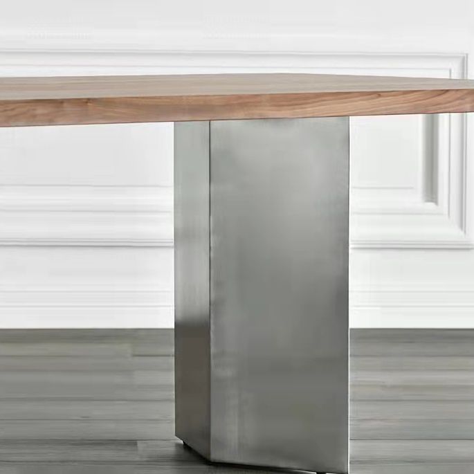 Rectangle Wood Color Dining Table Pine Solid Wood Table Luxury with Double Pedestal Clearhalo ' dining_table' 'Dining Tables & Seating' 'Dining Tables' 'furn' 'furn_dining_table' 'Furniture' 'furniture_dining_table' 'Kitchen & Dining Furniture' 'kitchen&dining_furn' 'kitchen' 'kitchen_dining_table' 1200x1200_f7f43d45-6a4c-4ece-8e83-10487988f701