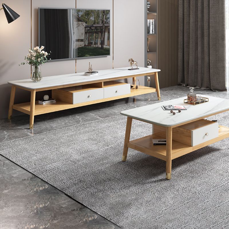 18.11"H TV Stand Contemporary Style Solid Wood TV Console with 2 Drawers Clearhalo 'furn' 'furn_tv_stands_entertainment_centers' 'Furniture' 'Living Room Furniture' 'TV Stands & Entertainment Centers' 'TV Stands & Media Storage Furniture' 'tv_stands_entertainment_centers' 1200x1200_f7f6f149-3d63-434b-8f15-7e573af60bdd